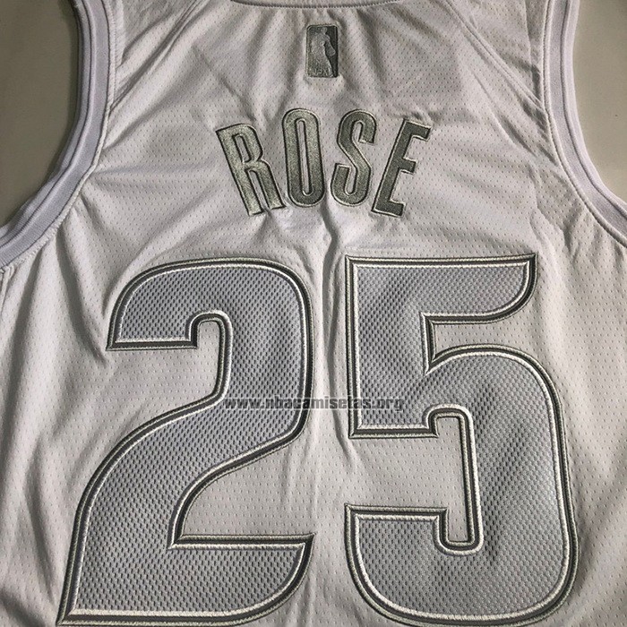 Camiseta Detroit Pistons Derrick Rose NO 25 MVP Blanco